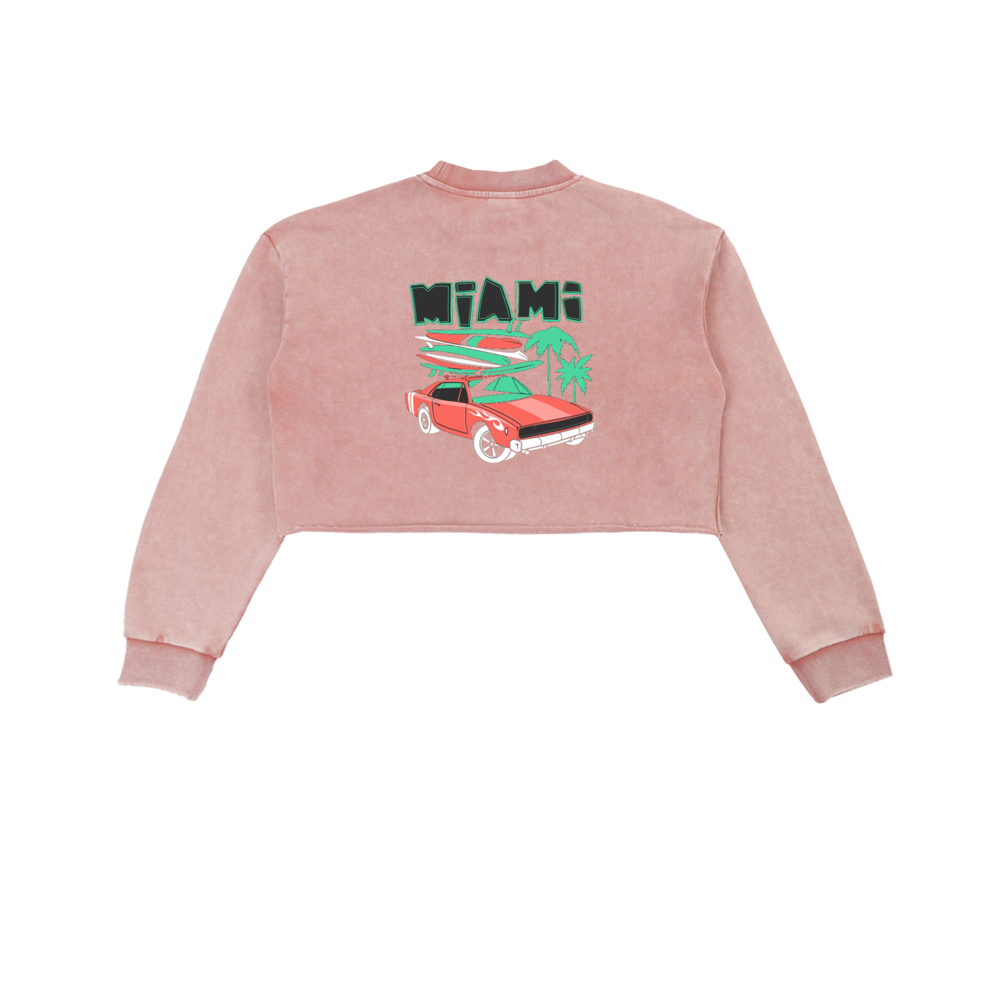 Snow Washed Raw Edge Cropped Sweatshirt
