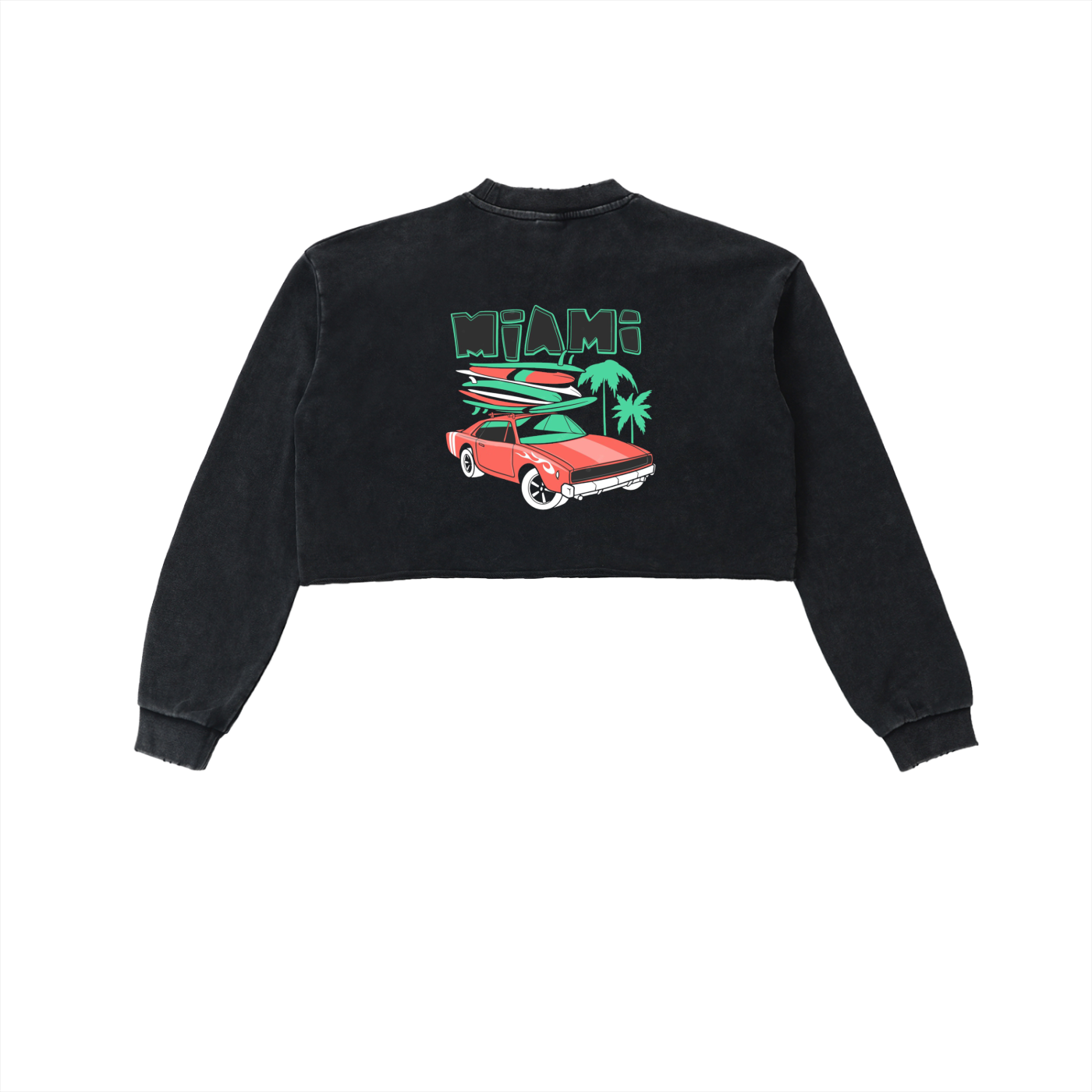 Snow Washed Raw Edge Cropped Sweatshirt
