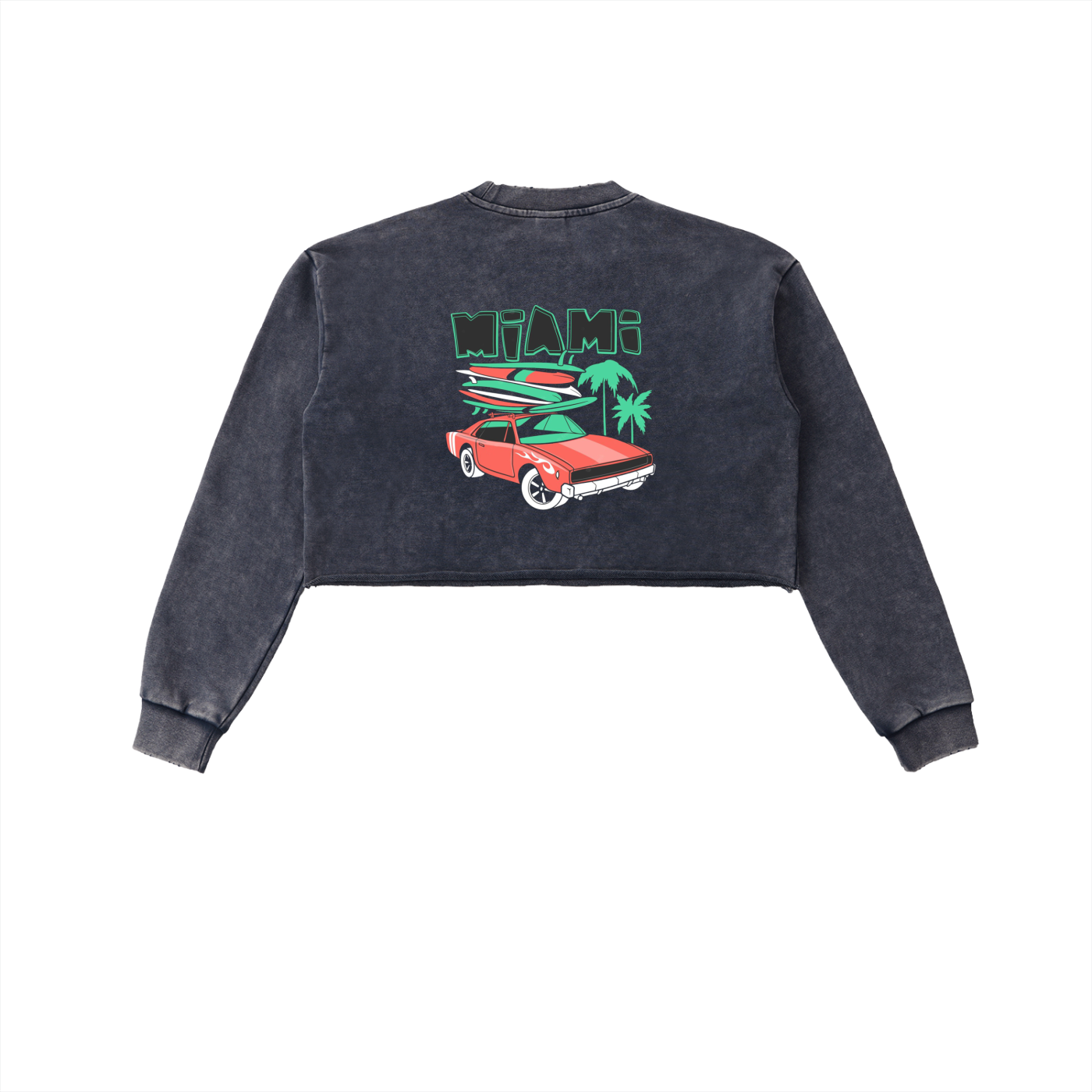 Snow Washed Raw Edge Cropped Sweatshirt