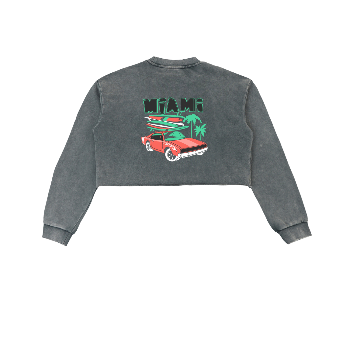 Snow Washed Raw Edge Cropped Sweatshirt