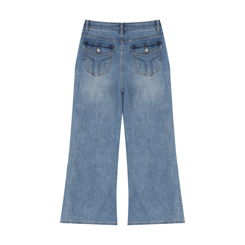 Vintage Wash Wide Leg Jeans