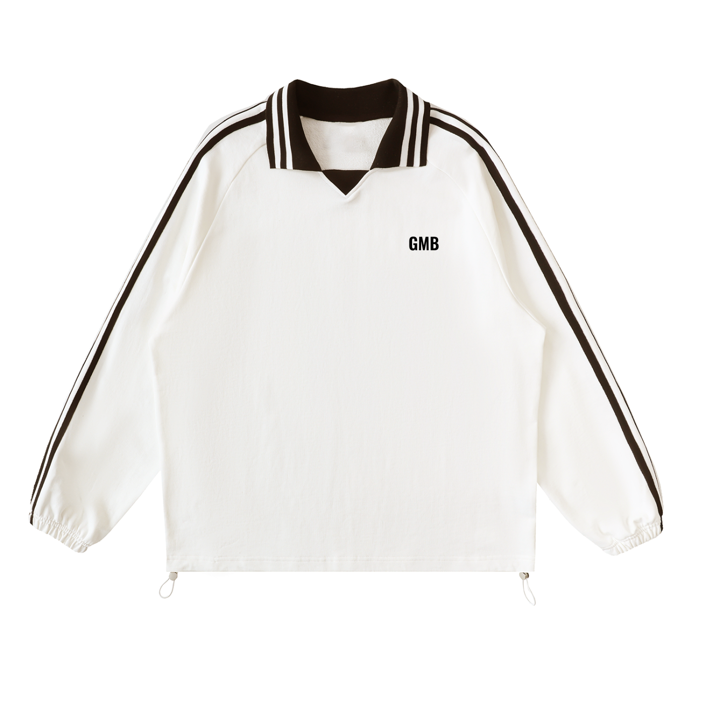 Contrast Striped Lapel Collar Sweatshirt